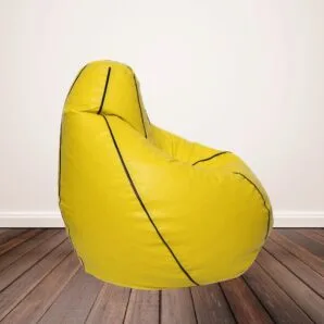 GUNJ 3XL Teardrop Yellow With Black Piping Bean Bag Cover (Without Beans)