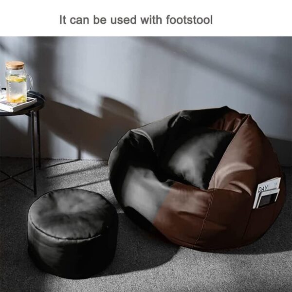 GUNJ 3XL Bean Bag Cover with Footrest & Cushion Without Beans Filling Pack of-3 Pcs(Black & Brown)