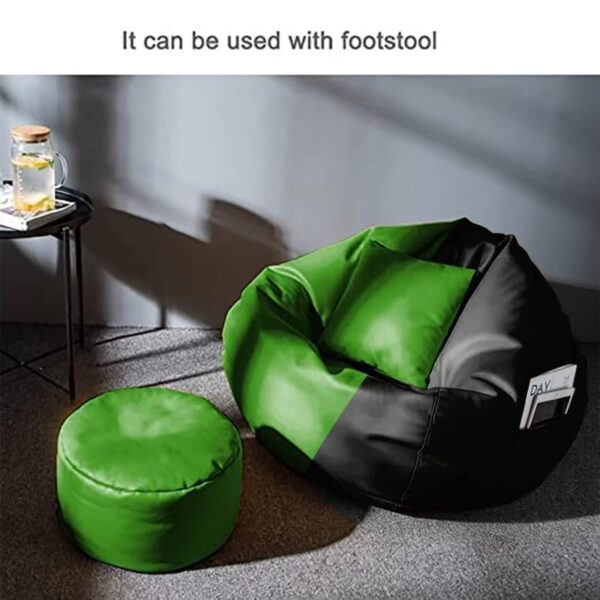 GUNJ 3XL Bean Bag Cover with Footrest & Cushion Without Beans Filling Pack of-3 Pcs(Black & Green)