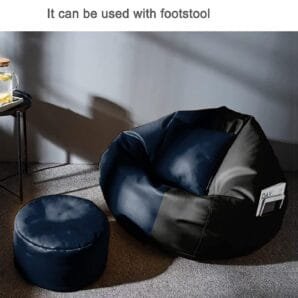 GUNJ 3XL Bean Bag Cover with Footrest & Cushion Without Beans Filling Pack of-3 Pcs(Black & Navy)