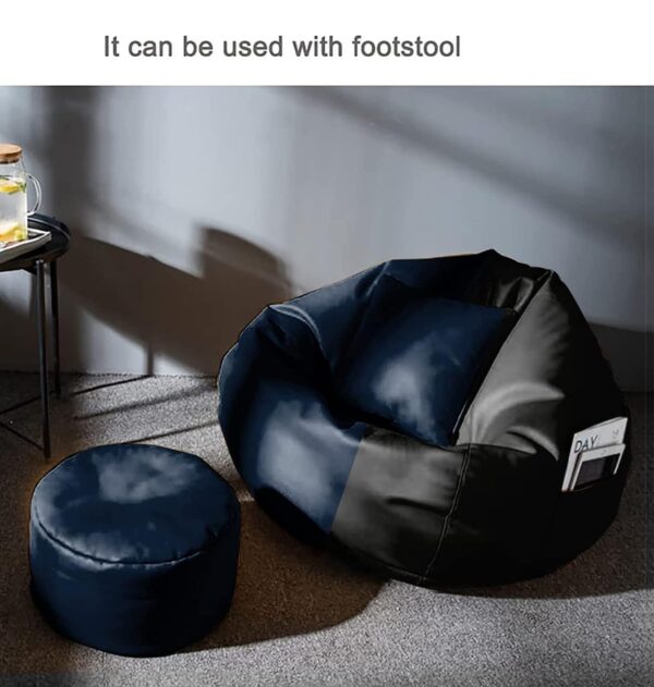 GUNJ 3XL Bean Bag Cover with Footrest & Cushion Without Beans Filling Pack of-3 Pcs(Black & Navy)