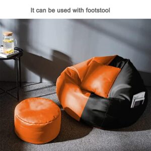 GUNJ 3XL Bean Bag Cover with Footrest & Cushion Without Beans Filling Pack of-3 Pcs(Black & Orange)