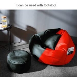 GUNJ 3XL Bean Bag Cover with Footrest & Cushion Without Beans Filling Pack of-3 Pcs(Black & Red)