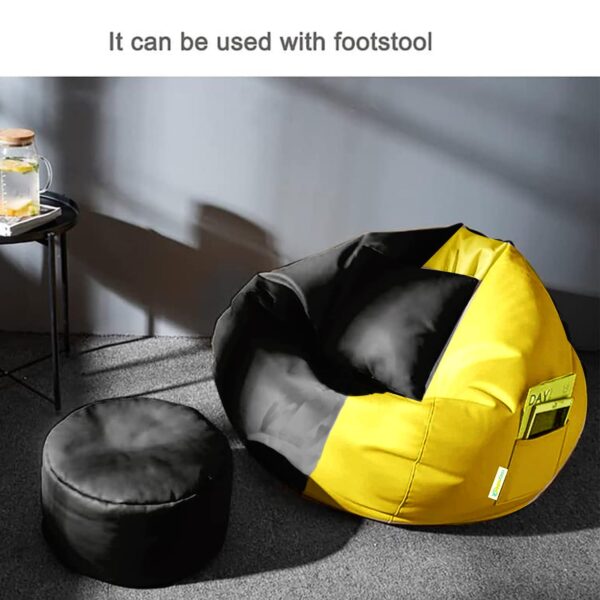 GUNJ 3XL Bean Bag Cover with Footrest & Cushion Without Beans Filling Pack of-3 Pcs(Black & Yellow)