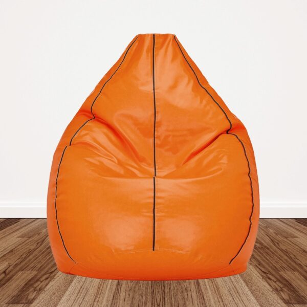 GUNJ 3XL Teardrop Orange With Brown Piping Bean Bag Cover (Without Beans)
