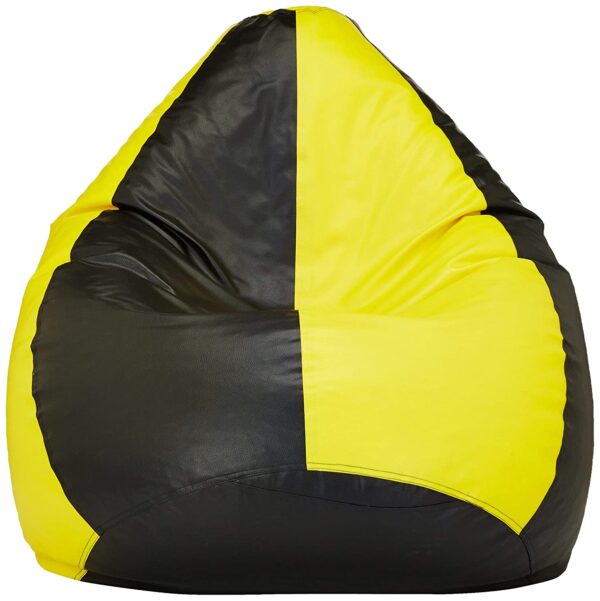 GUNJ 2XL Tear Drop Bean Bag Cover (Without Beans) (Black, Yellow) - Image 2