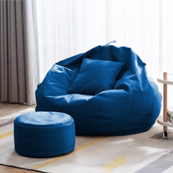 GUNJ 3XL Bean Bag Cover with Footrest & Cushion Without Beans Filling Pack of-3 Pcs(Blue) - Image 2