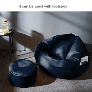 GUNJ 3XL Bean Bag Cover with Footrest & Cushion Without Beans Filling Pack of-3 Pcs(Navy)