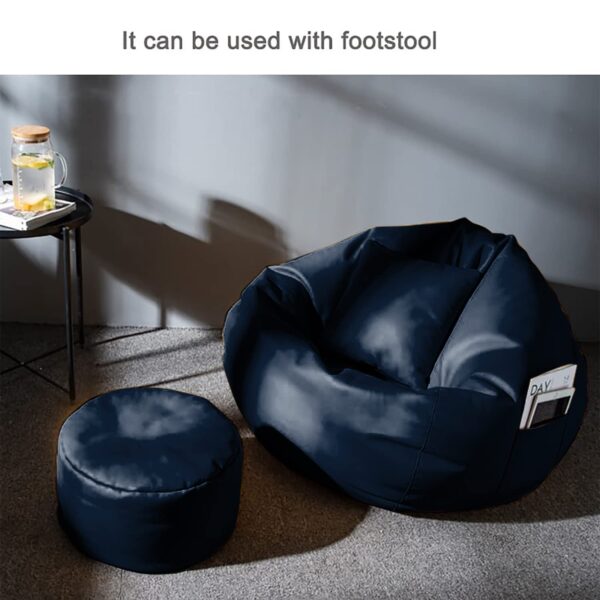 GUNJ 3XL Bean Bag Cover with Footrest & Cushion Without Beans Filling Pack of-3 Pcs(Navy)