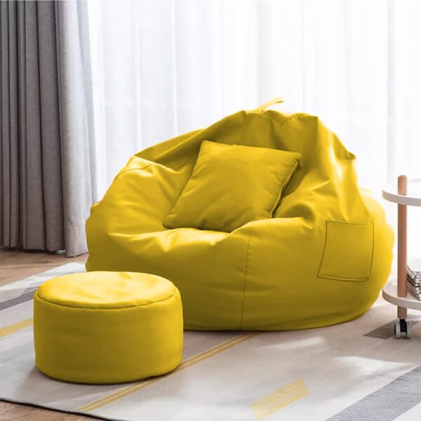 GUNJ 3XL Bean Bag Cover with Footrest & Cushion Without Beans Filling Pack of-3 Pcs(Yellow)