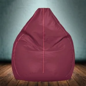 GUNJ 3XL Teardrop Maroon With Pink Piping Bean Bag Cover (Without Beans)