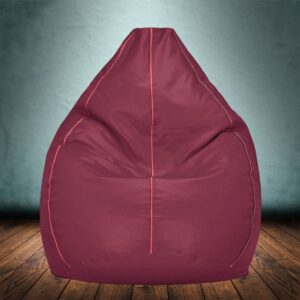 GUNJ 2XL Teardrop Maroon With Pink Piping Bean Bag Cover (Without Beans)