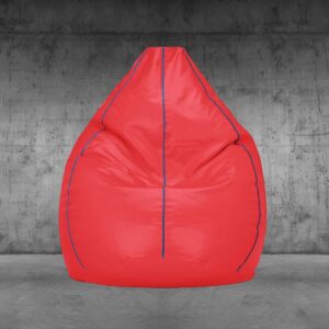 GUNJ 2XL Teardrop Red With Blue Piping Bean Bag Cover (Without Beans)