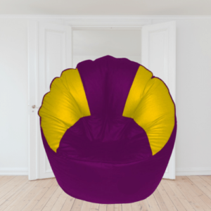 GUNJ Jumbo Sofa Mudhha Bean Bag Cover Without Beans (Purple & Yellow)