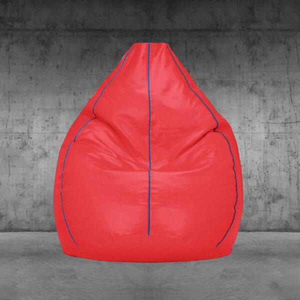 GUNJ 2XL Teardrop Red With Blue Piping Bean Bag Cover (Without Beans)