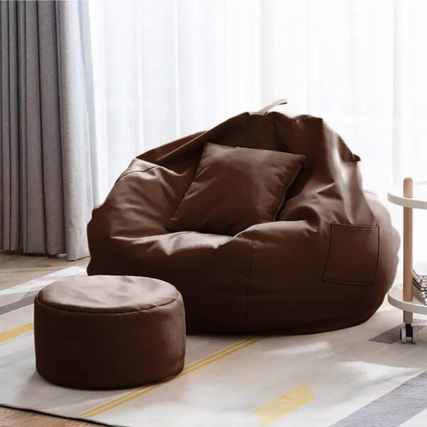 GUNJ 3XL Bean Bag Cover with Footrest & Cushion Without Beans Filling Pack of-3 Pcs(Brown)