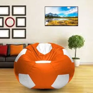 GUNJ 3XL Football Soccerati Bean Bag Cover Only (Body Fitter Bean Bag Cover Without Beans) (Orange ,White)