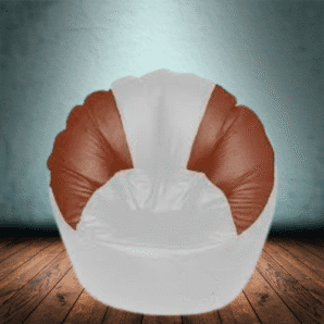 GUNJ Jumbo Sofa Mudhha Bean Bag Cover Without Beans (White & Tan)