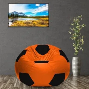 GUNJ 3XL Football Soccerati Bean Bag Cover Only (Body Fitter Bean Bag Cover Without Beans) (Orange ,Black)