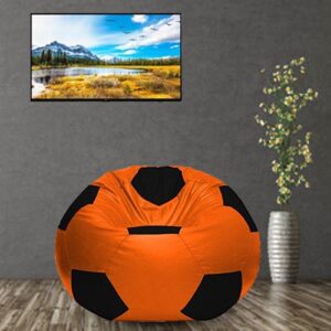 GUNJ 2XL Football Soccerati Bean Bag Cover Only (Body Fitter Bean Bag Cover Without Beans) (Orange ,Black)