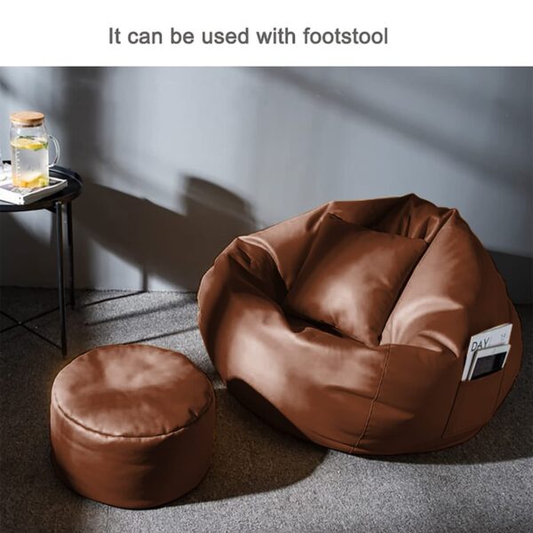 GUNJ 3XL Bean Bag Cover with Footrest & Cushion Without Beans Filling Pack of-3 Pcs(Tan) - Image 2