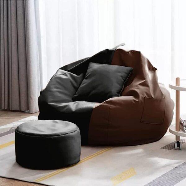 GUNJ 3XL Bean Bag Cover with Footrest & Cushion Without Beans Filling Pack of-3 Pcs(Black & Brown) - Image 2