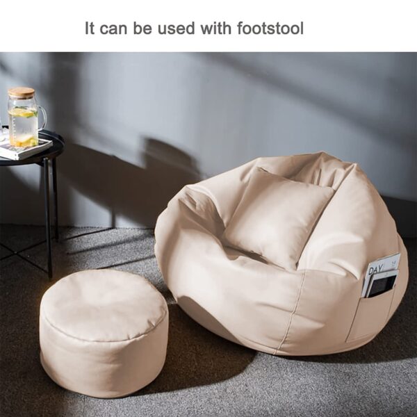 GUNJ 3XL Bean Bag Cover with Footrest & Cushion Without Beans Filling Pack of-3 Pcs(Beige)