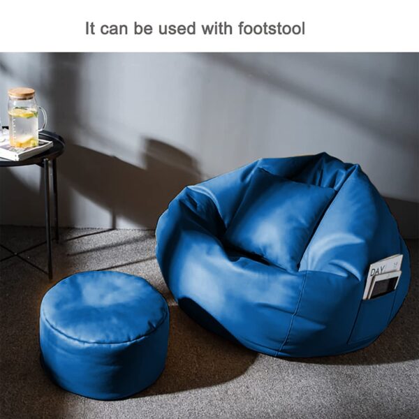 GUNJ 3XL Bean Bag Cover with Footrest & Cushion Without Beans Filling Pack of-3 Pcs(Blue)