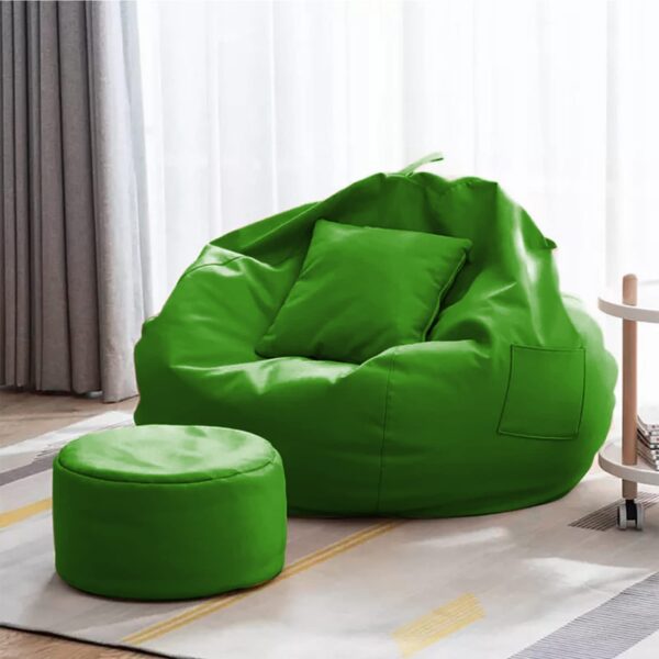 GUNJ 3XL Bean Bag Cover with Footrest & Cushion Without Beans Filling Pack of-3 Pcs(Green) - Image 2