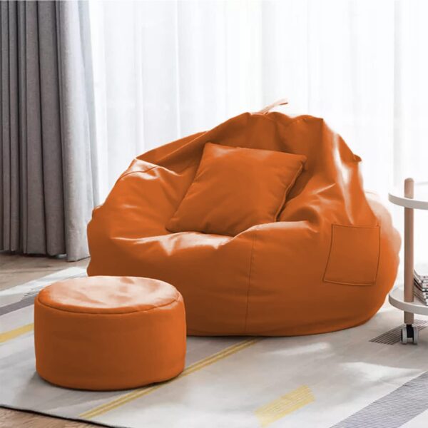 GUNJ 3XL Bean Bag Cover with Footrest & Cushion Without Beans Filling Pack of-3 Pcs(Orange) - Image 2