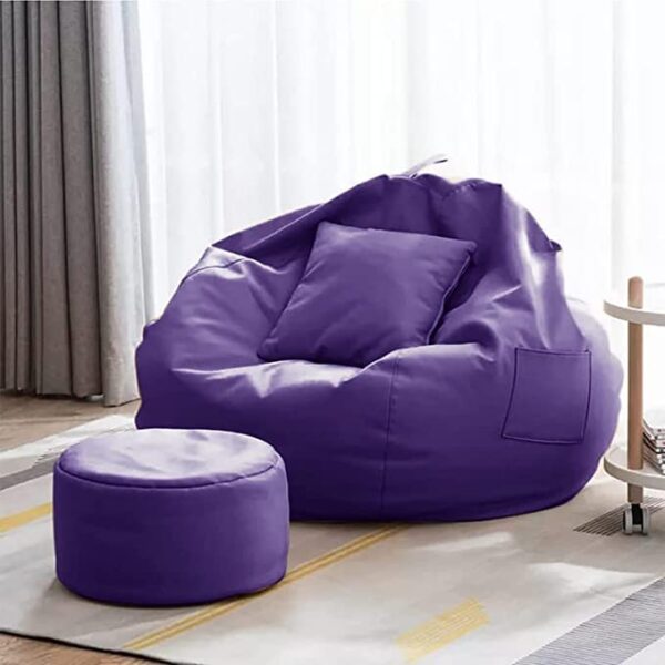 GUNJ 3XL Bean Bag Cover with Footrest & Cushion Without Beans Filling Pack of-3 Pcs(Purple) - Image 2