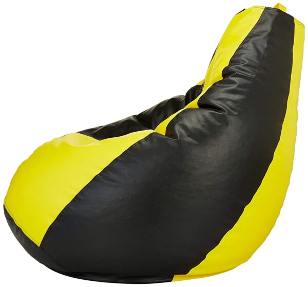 GUNJ 2XL Tear Drop Bean Bag Cover (Without Beans) (Black, Yellow) - Image 3