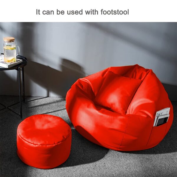 GUNJ 3XL Bean Bag Cover with Footrest & Cushion Without Beans Filling Pack of-3 Pcs(Red)