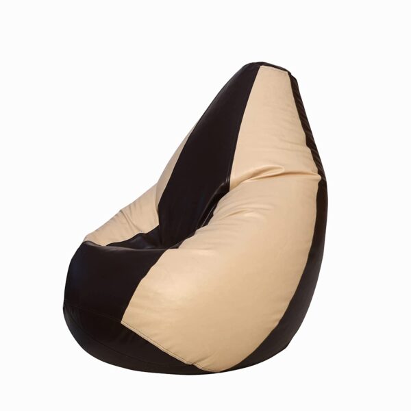 GUNJ 2XL Tear Drop Bean Bag Cover (Without Beans) (Brown, Cream) - Image 2