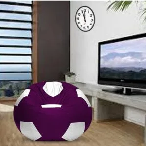 GUNJ 3XL Football Soccerati Bean Bag Cover Only (Body Fitter Bean Bag Cover Without Beans) (Purple, White)