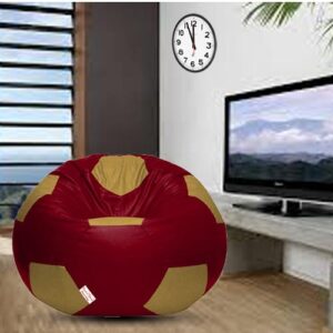GUNJ 2XL Football Soccerati Bean Bag Cover Only (Body Fitter Bean Bag Cover Without Beans) (Maroon ,Beige)