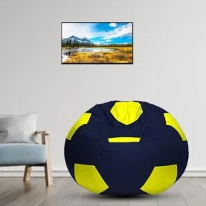 GUNJ 3XL Football Soccerati Bean Bag Cover Only (Body Fitter Bean Bag Cover Without Beans) (Navy , Yellow)