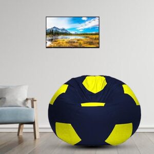 GUNJ 2XL Football Soccerati Bean Bag Cover Only (Body Fitter Bean Bag Cover Without Beans) (Navy , Yellow)