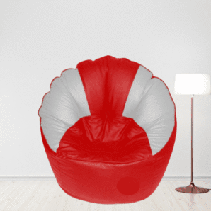 GUNJ Jumbo Sofa Mudhha Bean Bag Cover Without Beans (Red & White)
