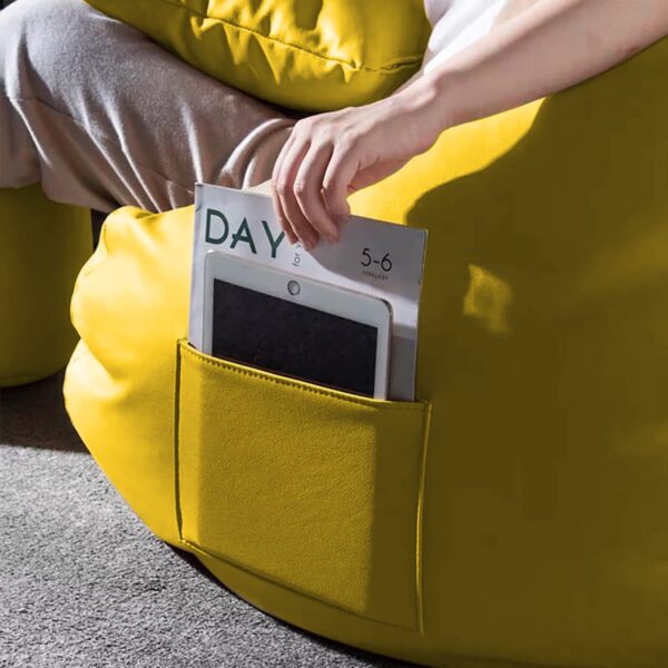 GUNJ 3XL Bean Bag Cover with Footrest & Cushion Without Beans Filling Pack of-3 Pcs(Yellow) - Image 3