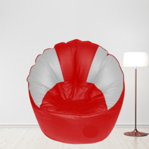 GUNJ Jumbo Sofa Mudhha Bean Bag Cover Without Beans (Red & White)
