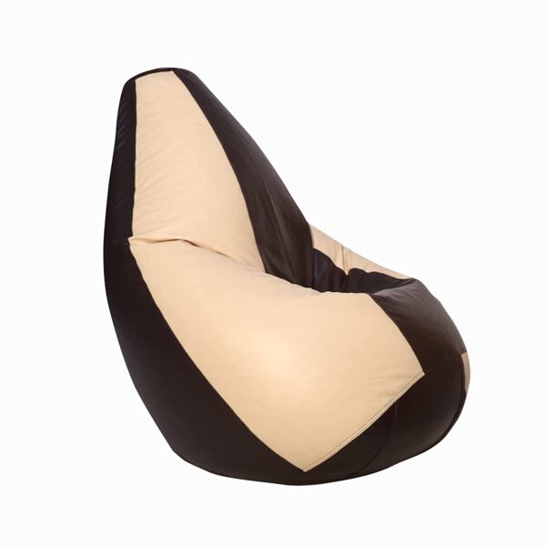 GUNJ 2XL Tear Drop Bean Bag Cover (Without Beans) (Brown, Cream) - Image 3
