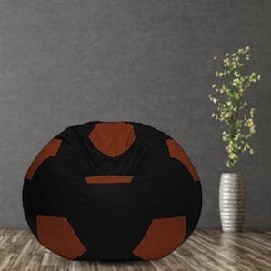 GUNJ 2XL Football Soccerati Bean Bag Cover Only (Body Fitter Bean Bag Cover Without Beans) (Black ,Tan)