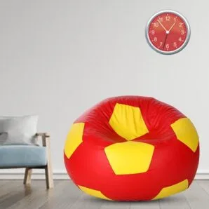 GUNJ 3XL Football Soccerati Bean Bag Cover Only (Body Fitter Bean Bag Cover Without Beans) (Red , Yellow)