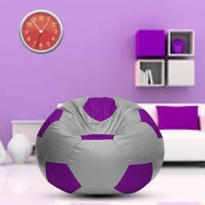 GUNJ 3XL Football Soccerati Bean Bag Cover Only (Body Fitter Bean Bag Cover Without Beans) (Grey , Purple)