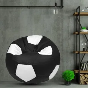 GUNJ XL Football Soccerati Bean Bag Cover Only (Body Fitter Bean Bag Cover Without Beans) (Black , White)