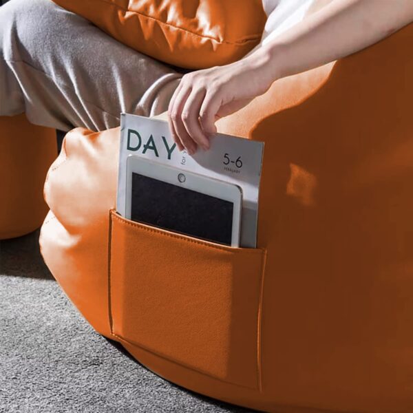 GUNJ 3XL Bean Bag Cover with Footrest & Cushion Without Beans Filling Pack of-3 Pcs(Orange) - Image 4