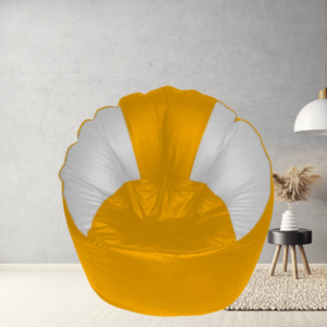 GUNJ Jumbo Sofa Mudhha Bean Bag Cover Without Beans (Yellow & White)