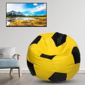 GUNJ 2XL Football Soccerati Bean Bag Cover Only (Body Fitter Bean Bag Cover Without Beans) (Yellow , Black)