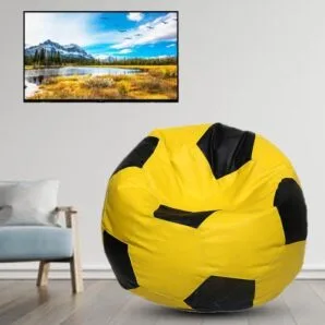 GUNJ 3XL Football Soccerati Bean Bag Cover Only (Body Fitter Bean Bag Cover Without Beans) (Yellow , Black)